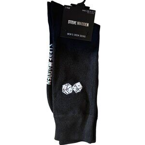 Steve Madden Socks‎ Mens Size 10-13 Shoe Size 6-12.5 dice black Cotton Blend
